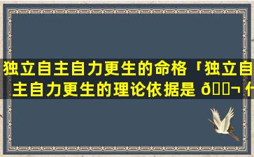 独立自主自力更生的命格「独立自主自力更生的理论依据是 🐬 什么」